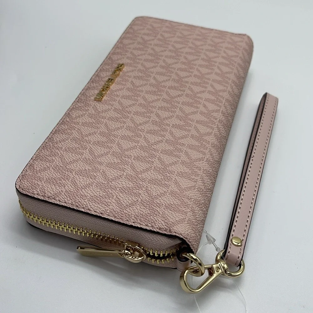 MICHAEL KORS Jet Set Travel Lg Signature Logo Continental Wristlet Phone Holder